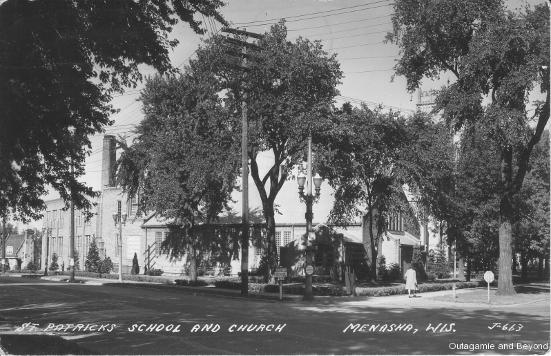 ca. 1946 ~ St. Patrick's School and Church, Neenah, Wis